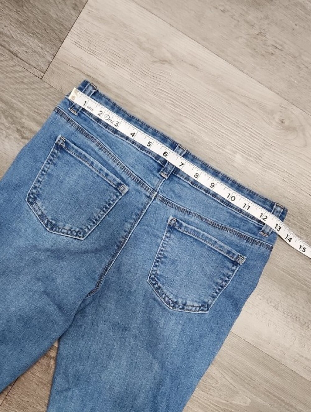 Light Blue Slight Flare Denim Adjustable Sinch Waist Jeans Girls Size 12 - Picture 8 of 11